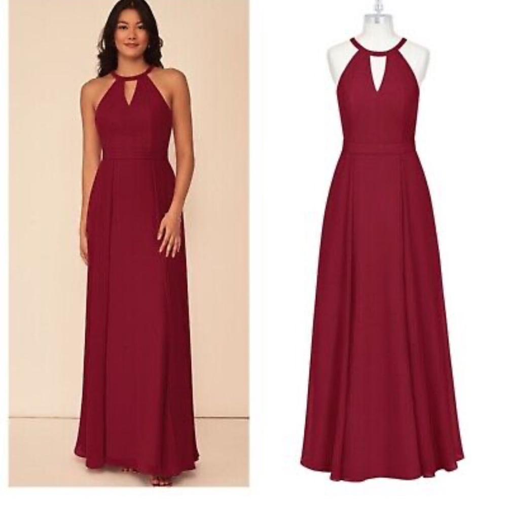 AZAZIE formal gown halter style brick red color